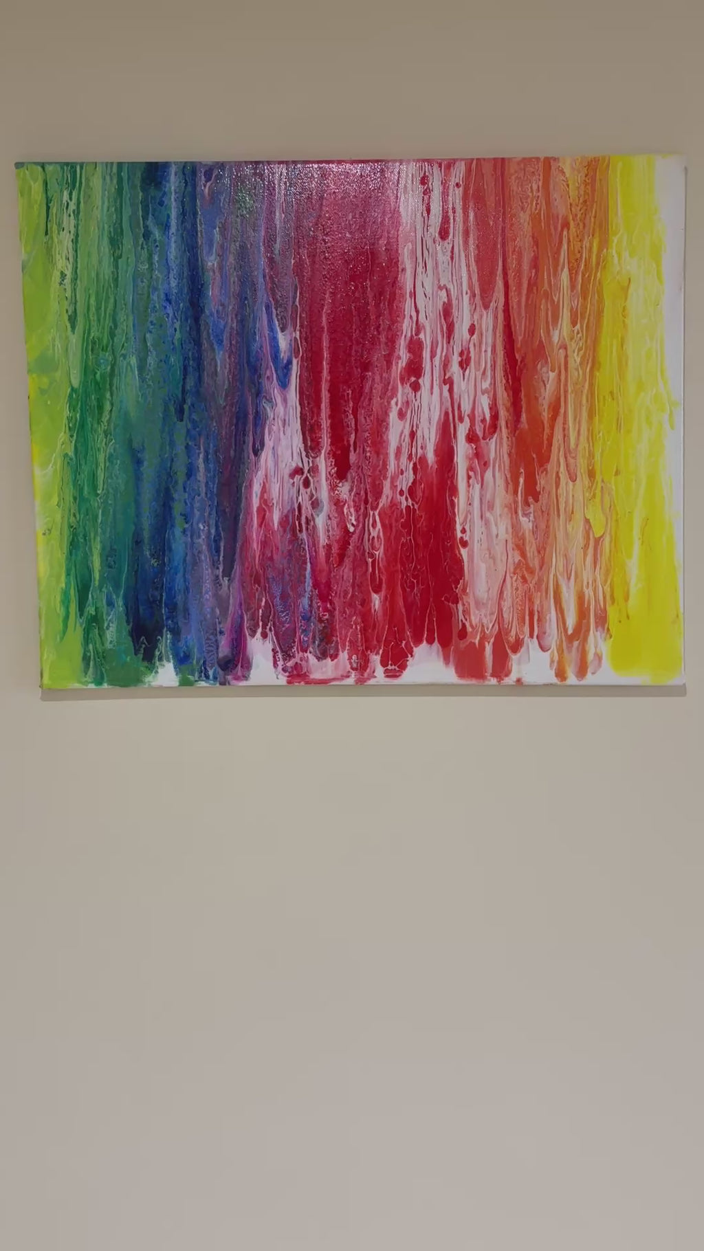 Rainbow spectrum colours - Original Abstract Painting, acrylic paint pour. 51 x 40.5 cm