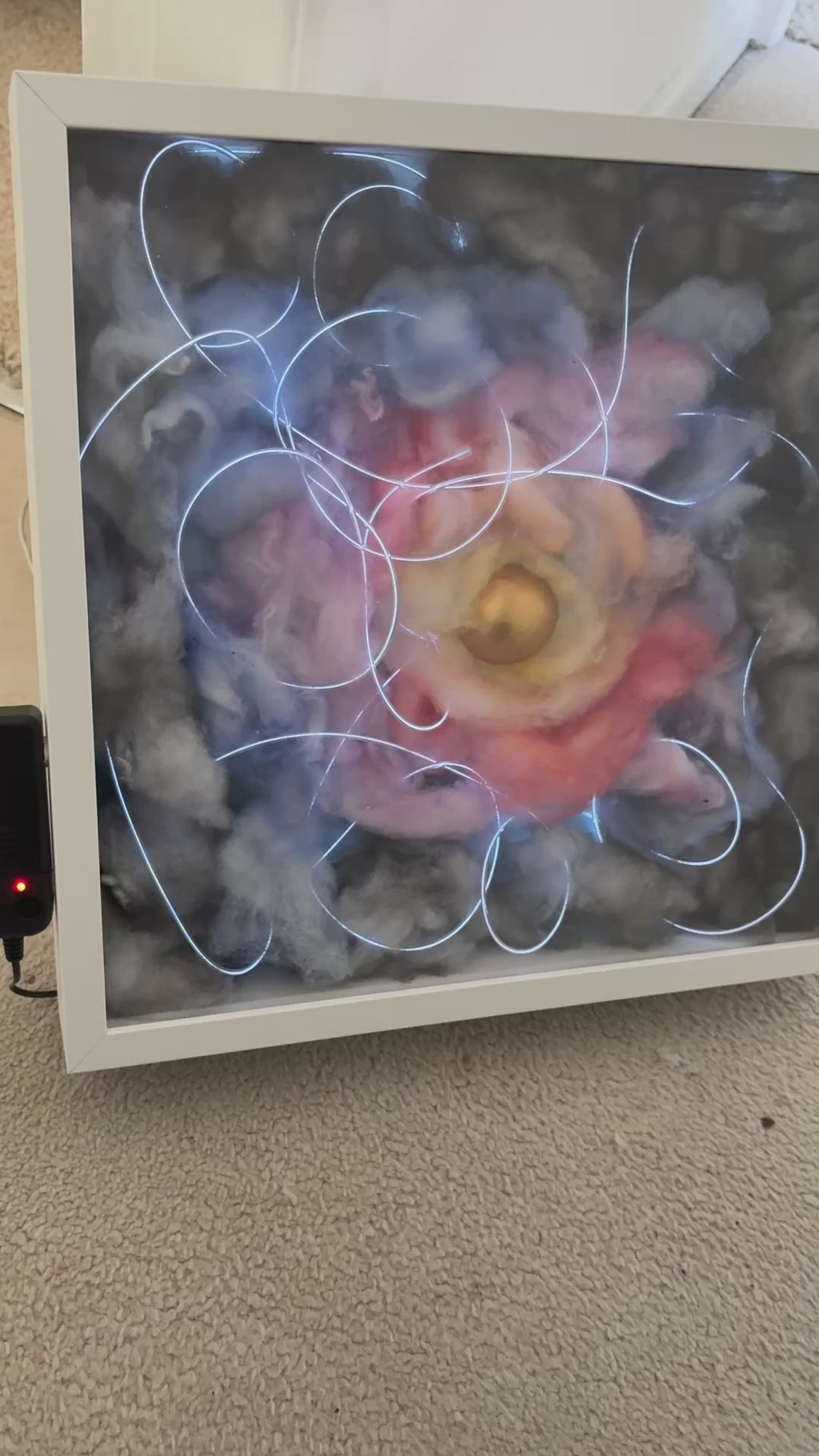 Shadow Box Mystery 4 - Egg in multicoloured flashing sky - box frame - 37 x 37 x 6cm