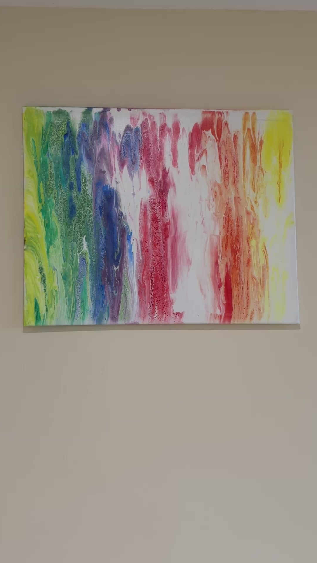 Dreamy Rainbow spectrum colours - Original Abstract Painting, acrylic paint pour. 51 x 40.5 cm