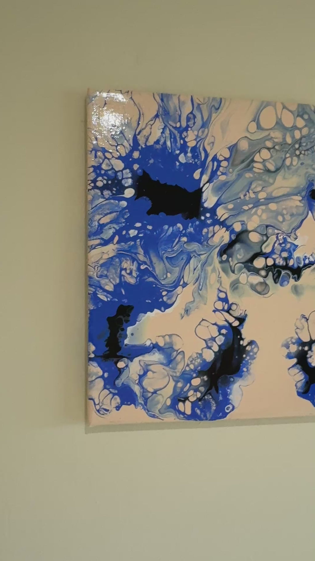 Swirly blue Abstract - Original Painting, acrylic paint pour. 30.5 x 25.5 cm