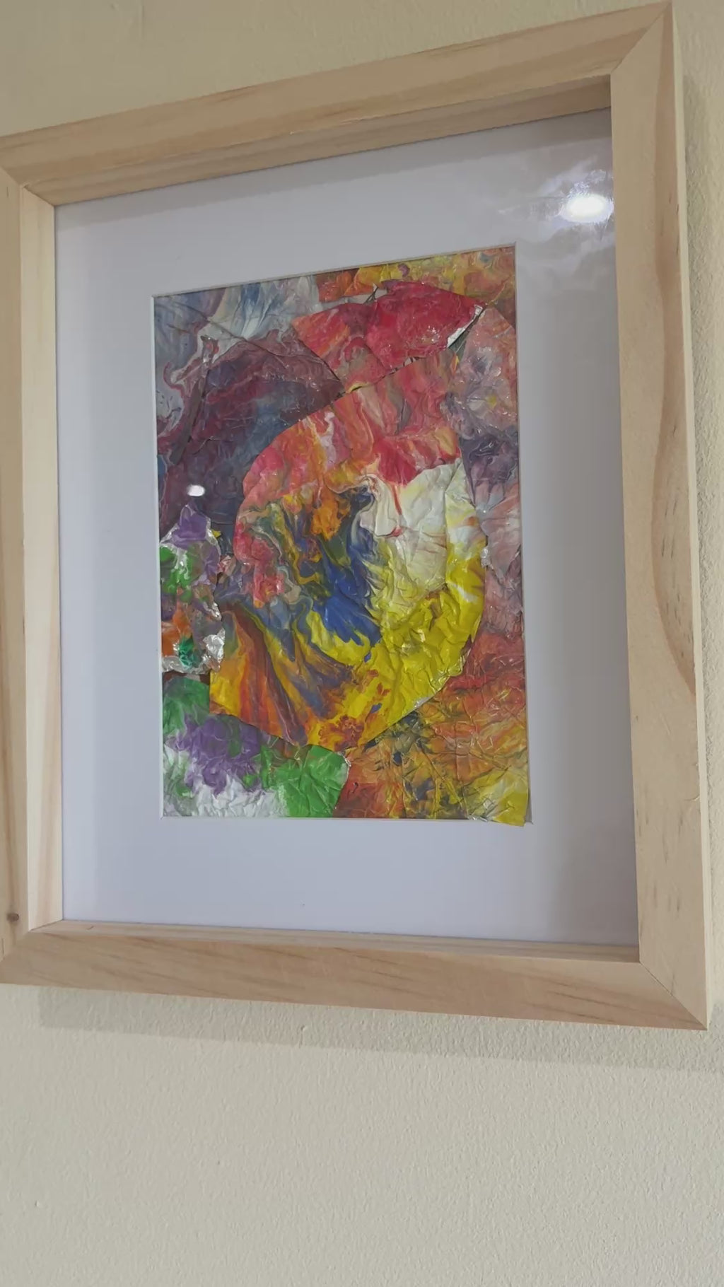 Abstract colour Collages X2 - Mix media acrylic painted, Framed: 27.5cm x 22.5cm