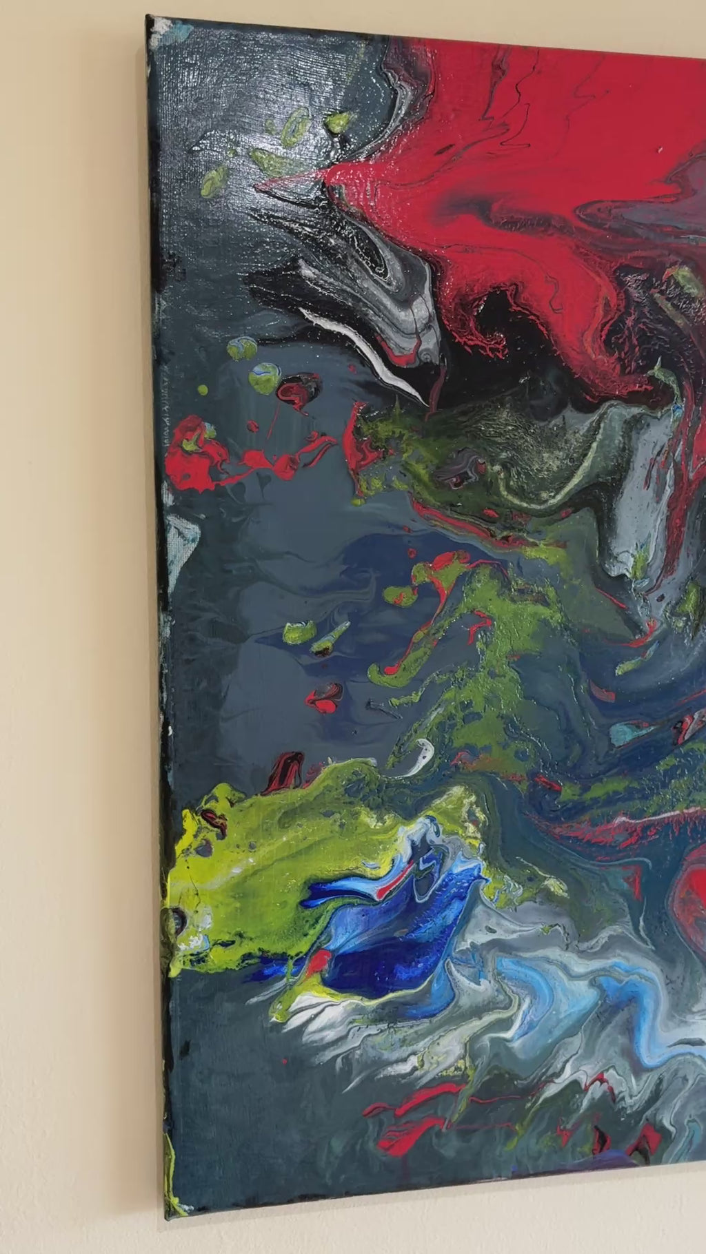 Brooding swirling multicolours - Original Acrylic Abstract painting 40 x 50 cm