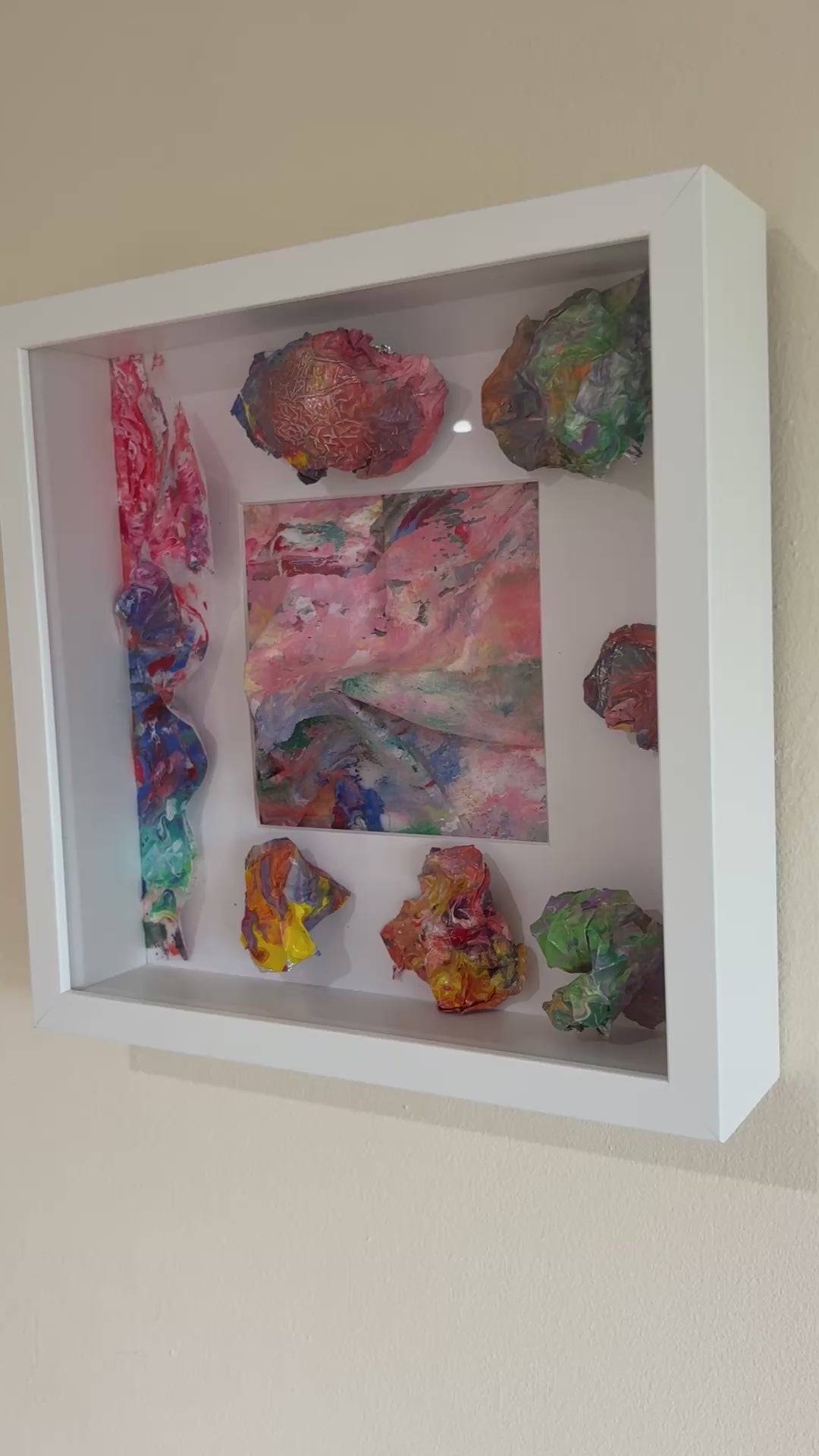 Shadow box - Mystery 5 - Mixed Media Acrylic Painted- Framed Wall Art 27 x 27cm