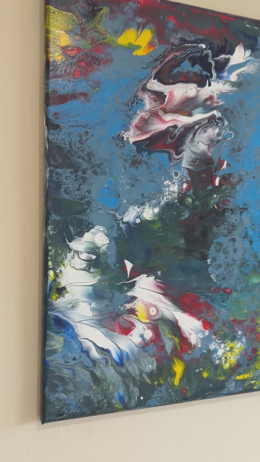 Chaotic swirling multicolours - Original Acrylic Abstract painting 40 x 50 cm