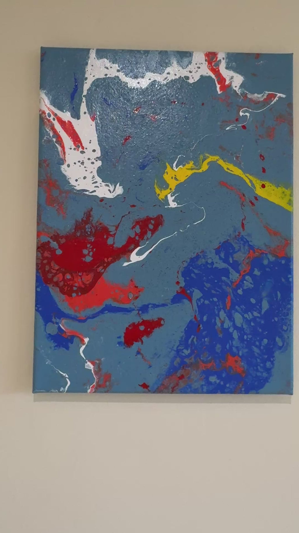 Blue Colour Splash - Original Abstract Painting, acrylic paint pour. 40cm x 60 cm