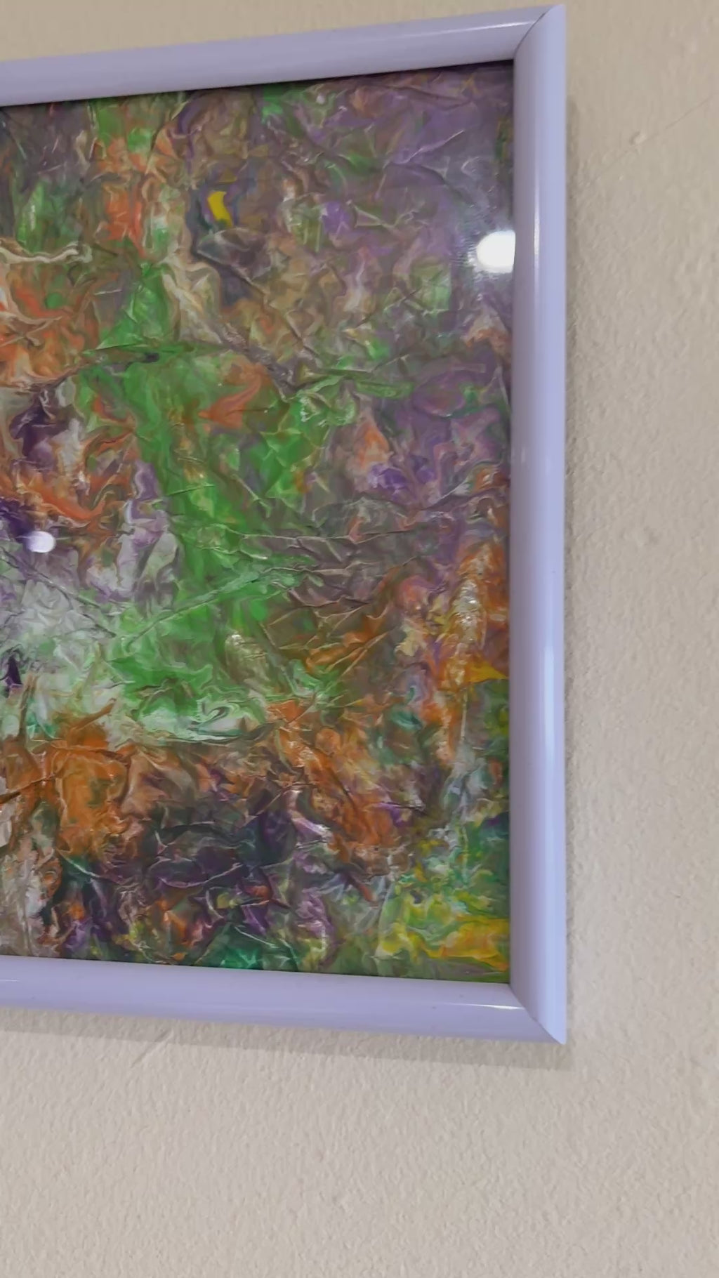 Abstract colour Collage - a pair of Mix media acrylic painted, Framed: 16cm x 10.8cm