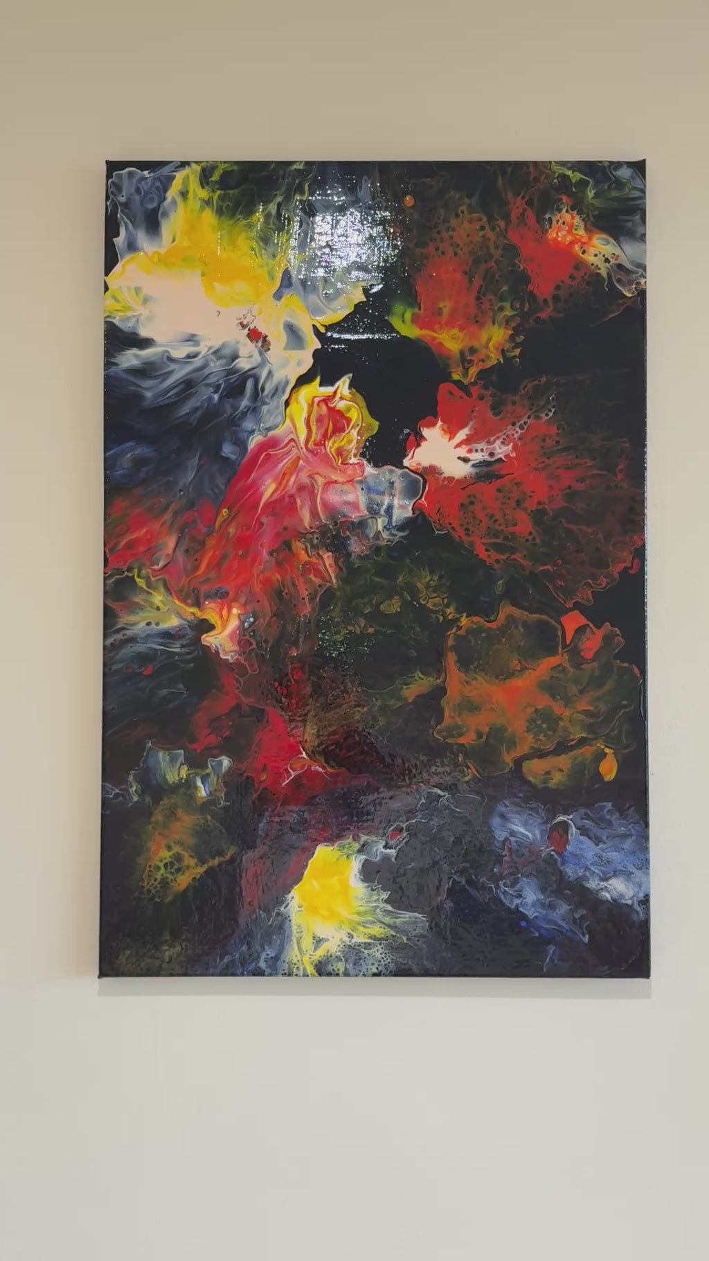 Super Nova Splash - Original Painting, acrylic paint pour - 40.6cm x 61 cm