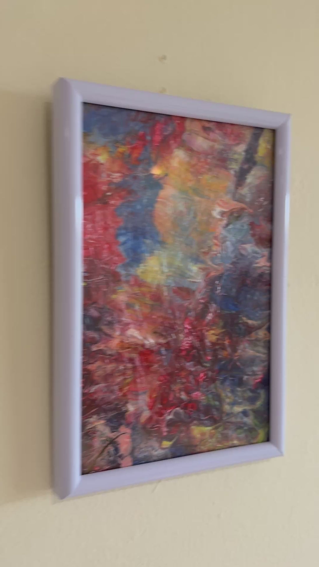 Abstract colour Collage - a pair of Mix media acrylic painted, Framed: 16cm x 10.8cm
