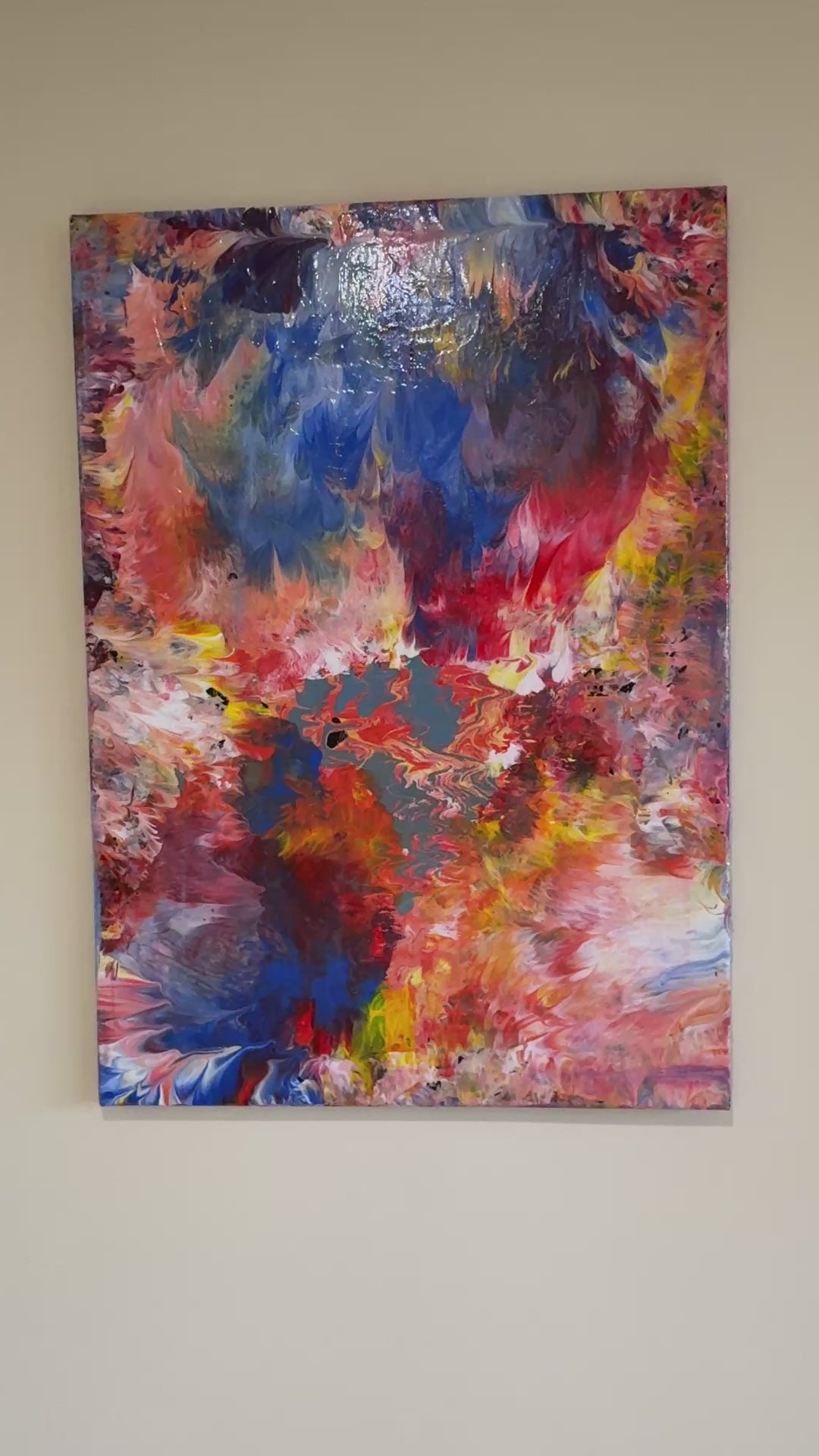 Fuzzy colour splash delight-Abstract painting acrylic paint pour 50 x 70 cm