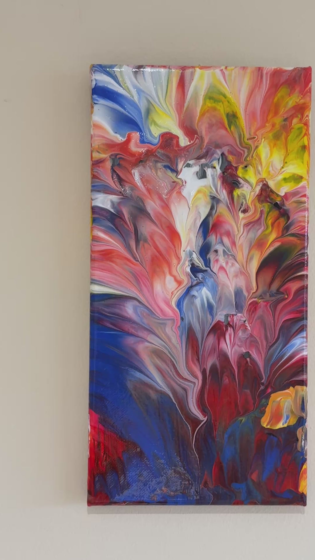 Colour Splash 3 - Original Painting, acrylic paint pour. 30 x 15 cm