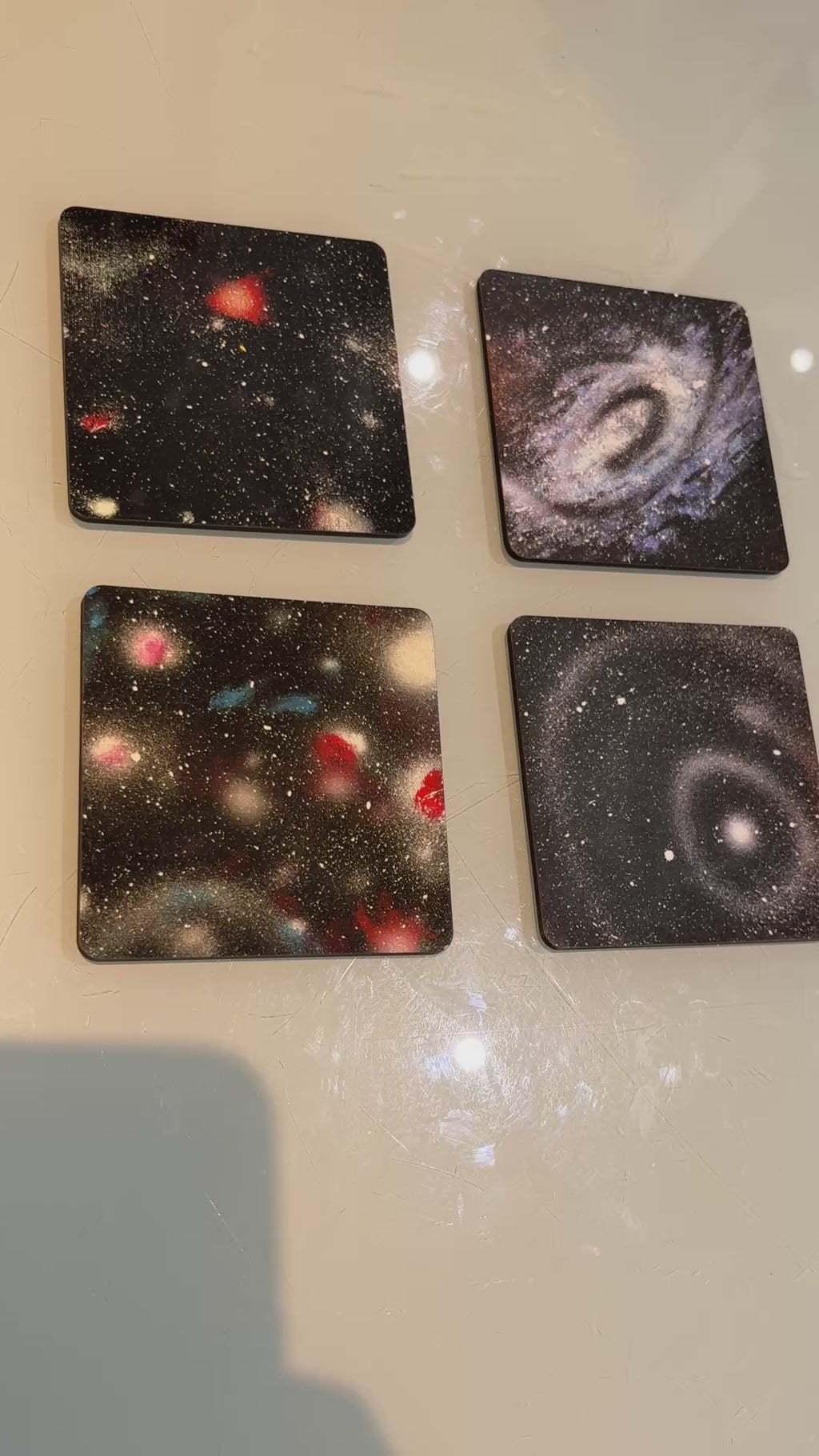 Set D of 4 Galaxy paintings Art square drink coasters 10cm