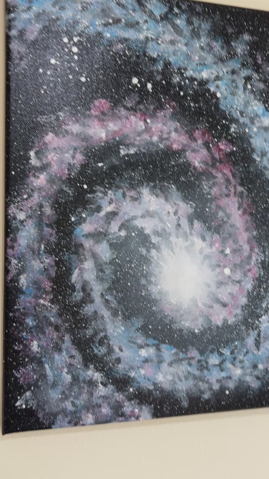 Blue Pink Spiral galaxy- Original Acrylic painting 40 x 30 cm